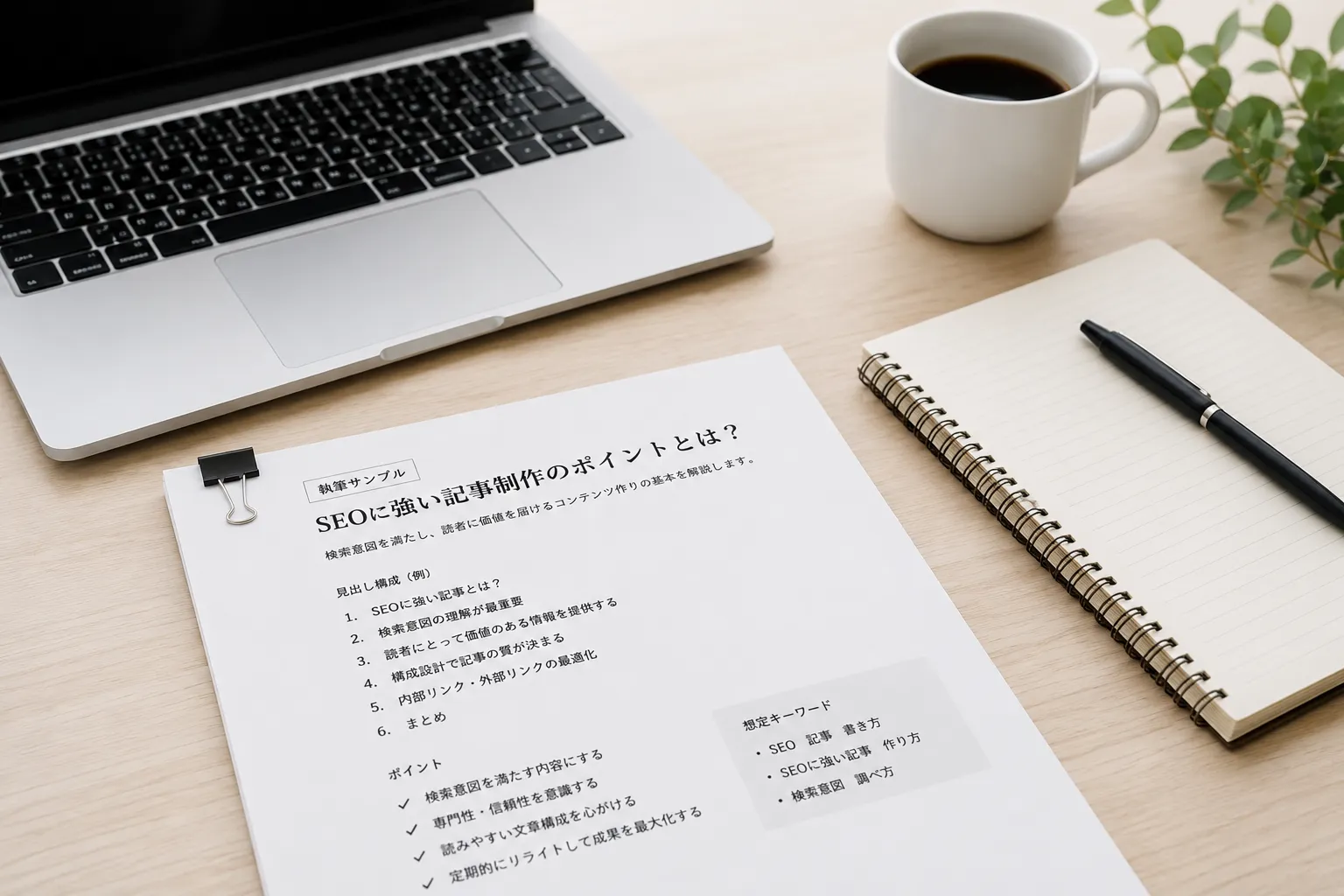 ノートに手書きでメモを取る様子